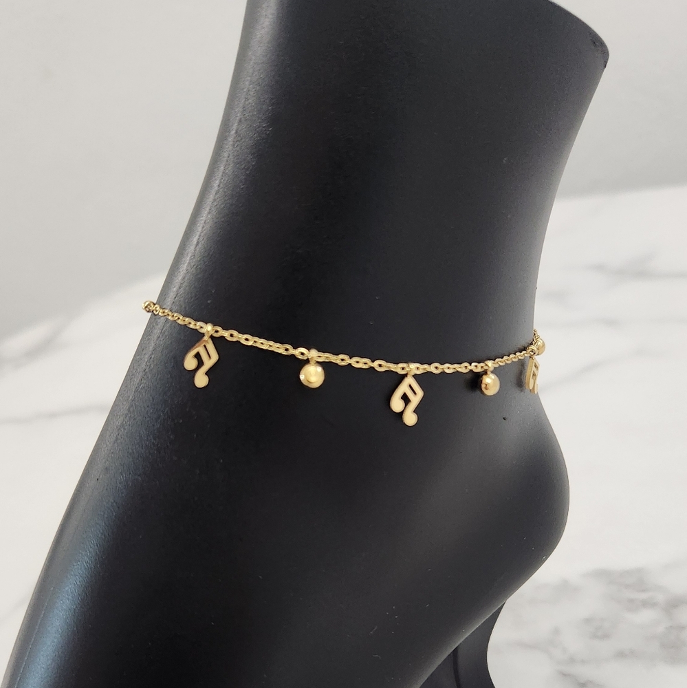 Gold Musical Note Anklet Dainty Music Charm Ankle Bracelet Boho Beach New - Picture 6 of 12